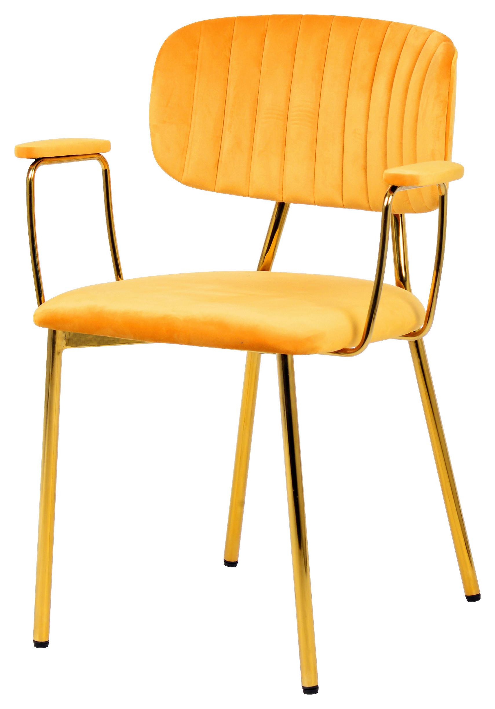 STUHL-SET GISELLE 225 - Goldfarben/Orange, Design, Kunststoff/Metall (63/80/51cm) - Kayoom