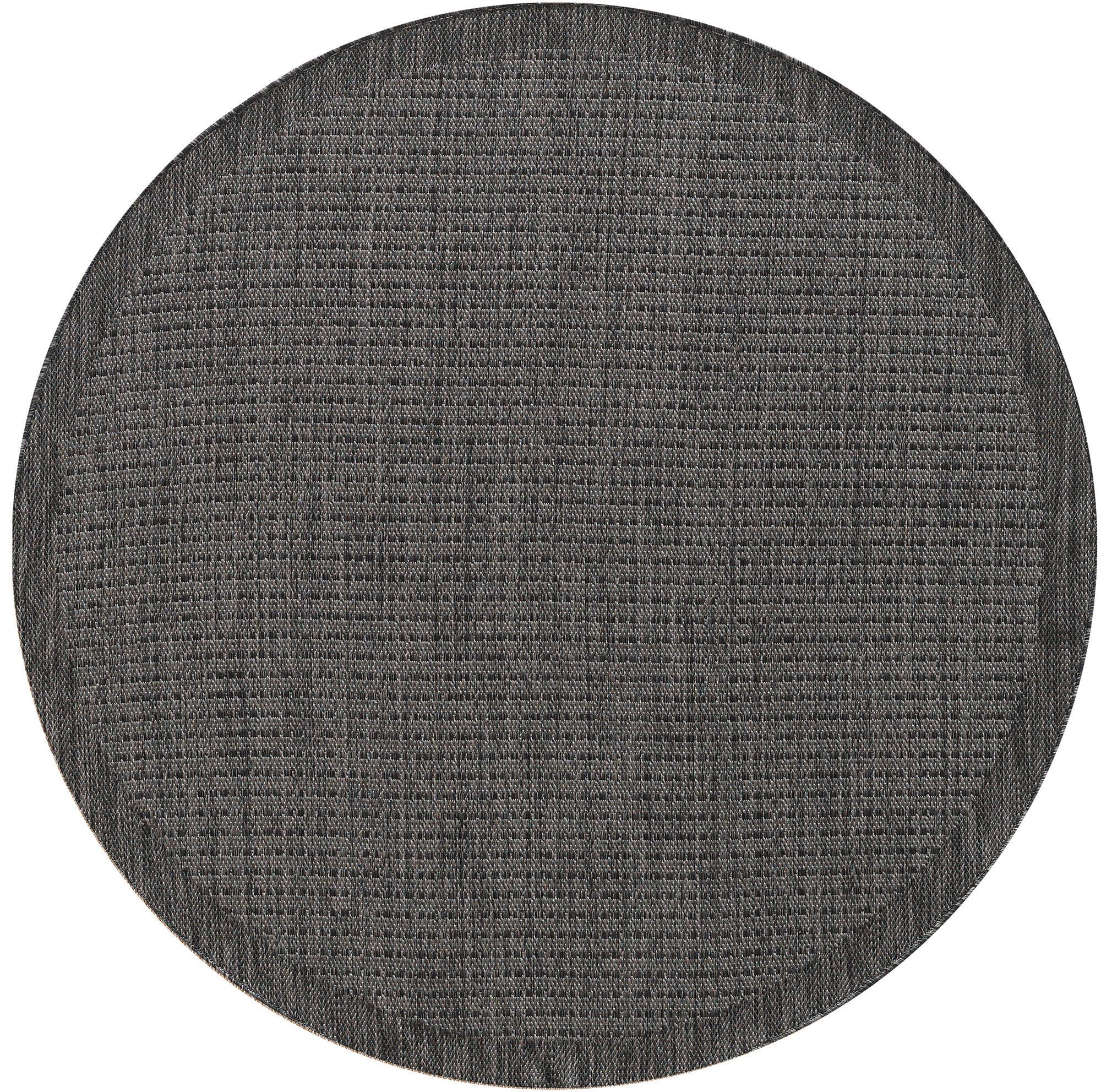 Outdoorteppich Giza Schwarz Ø ca. 160cm - Schwarz, Basics, Textil (160cm) - Novel