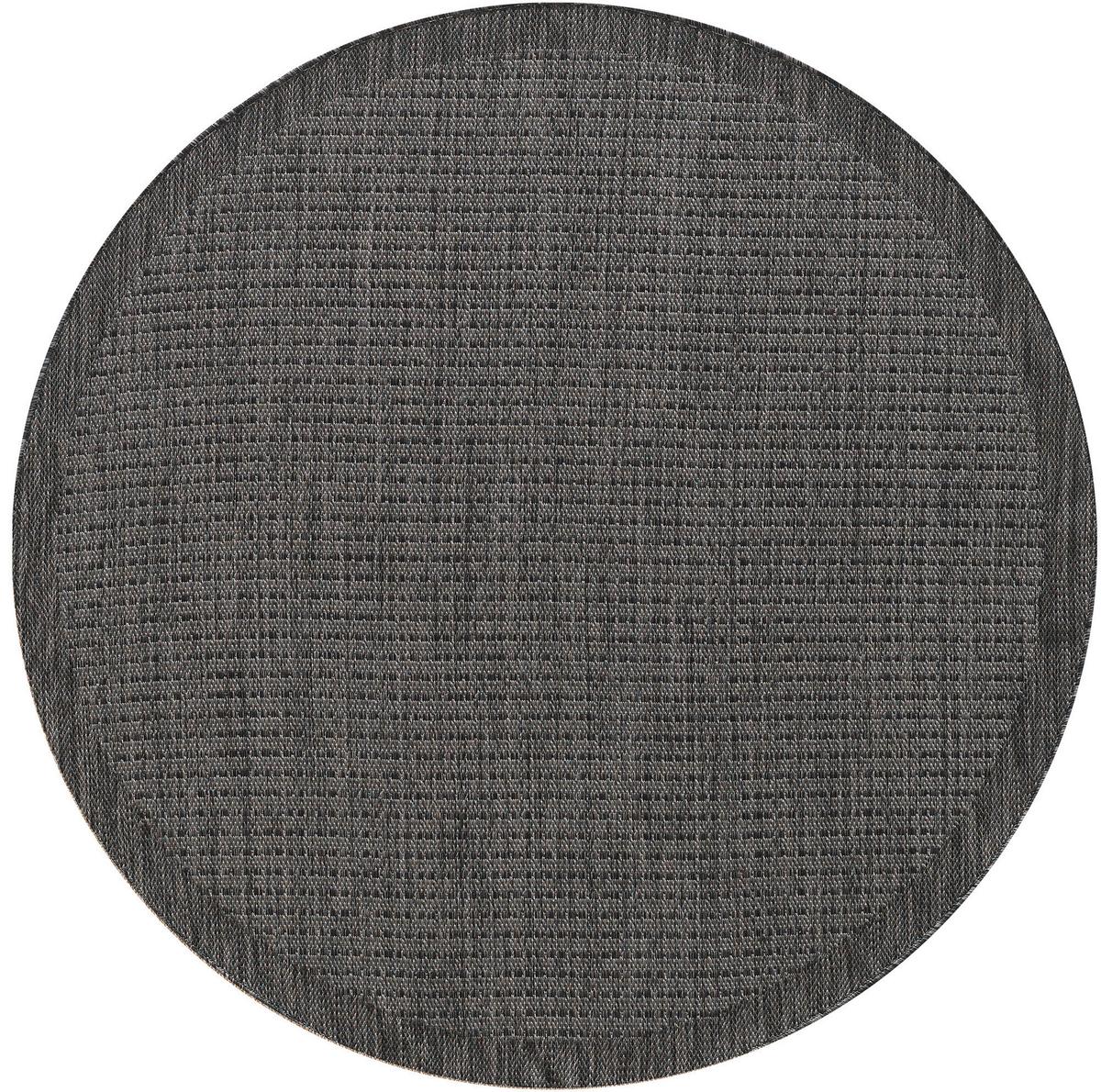 Outdoorteppich Giza Schwarz Ø ca. 160cm - Schwarz, Basics, Textil (160cm) - Novel