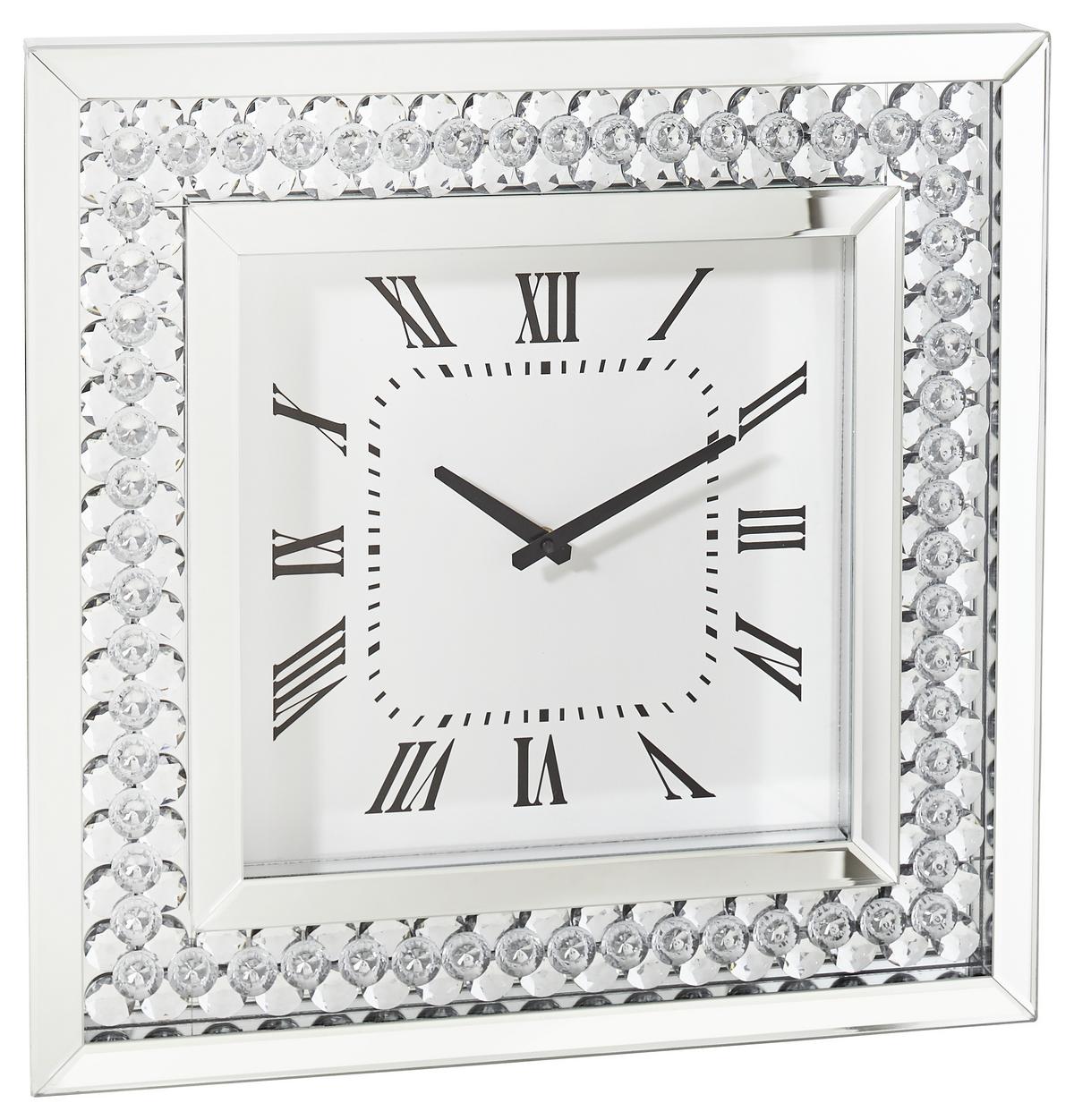 ZEGAR ŚCIENNY TIFFANY - kolor srebrny/biały, Design, materiał drewnopochodny/szkło (50/50/5cm) - Xora