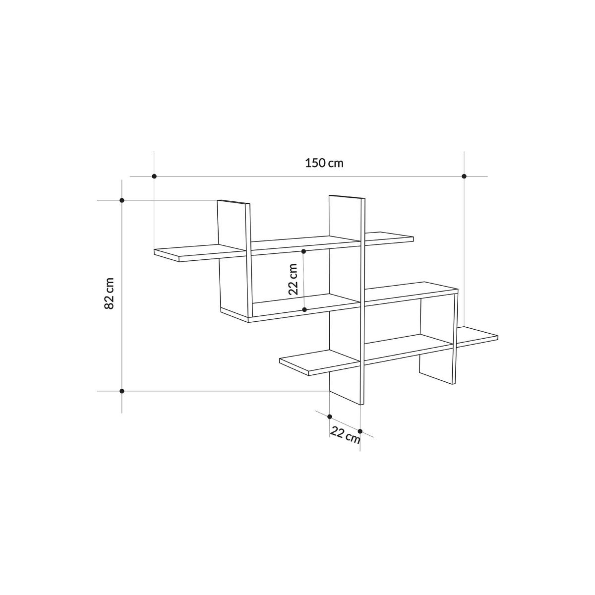 Wandregal Halic ca. 150x82x22 cm Anthrazit - Anthrazit, Design, Holzwerkstoff (150/82/22cm) - Livetastic