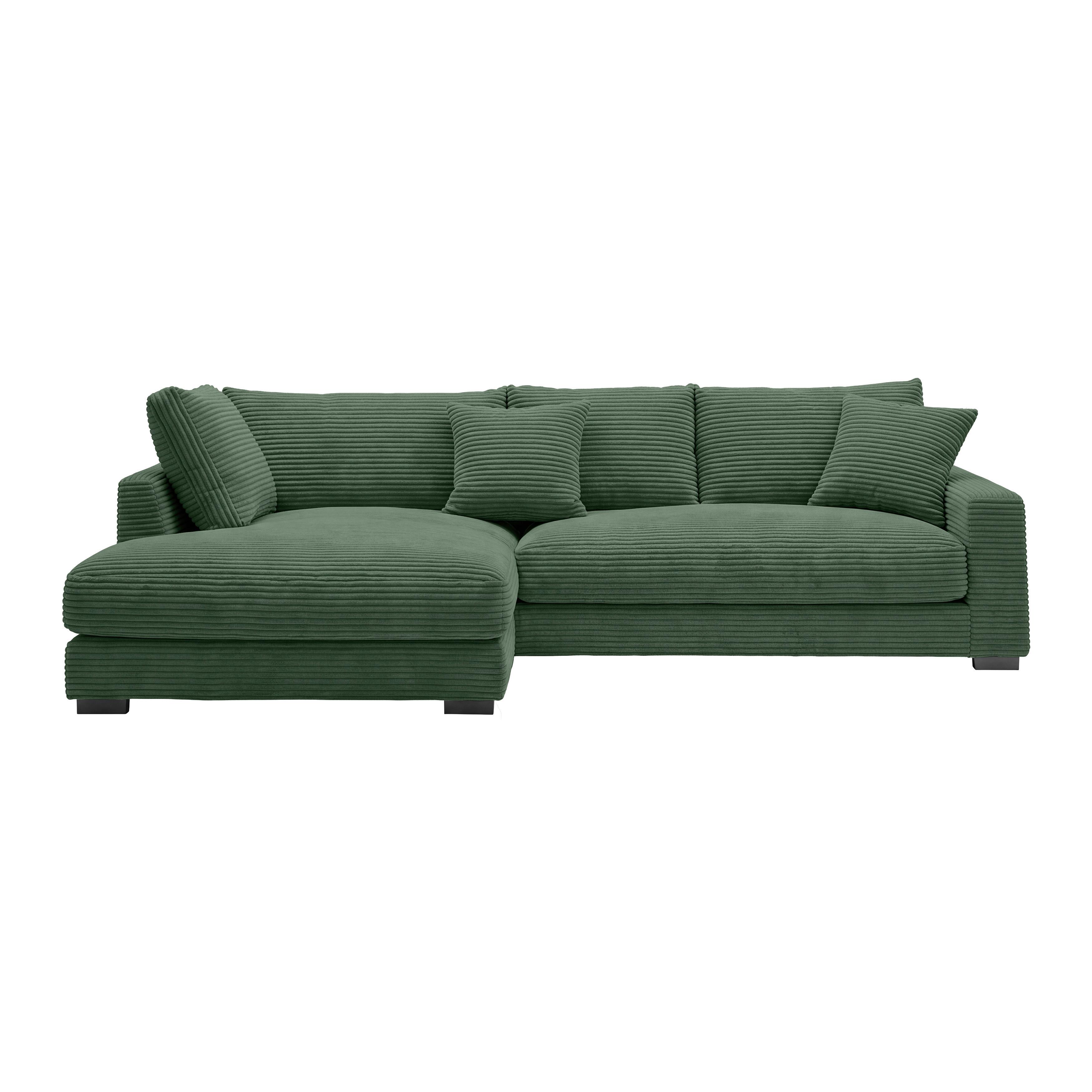 Ecksofa Pedro Dunkelgrün - Dunkelgrün/Schwarz, MODERN, Kunststoff/Textil (190/300cm) - Mömax