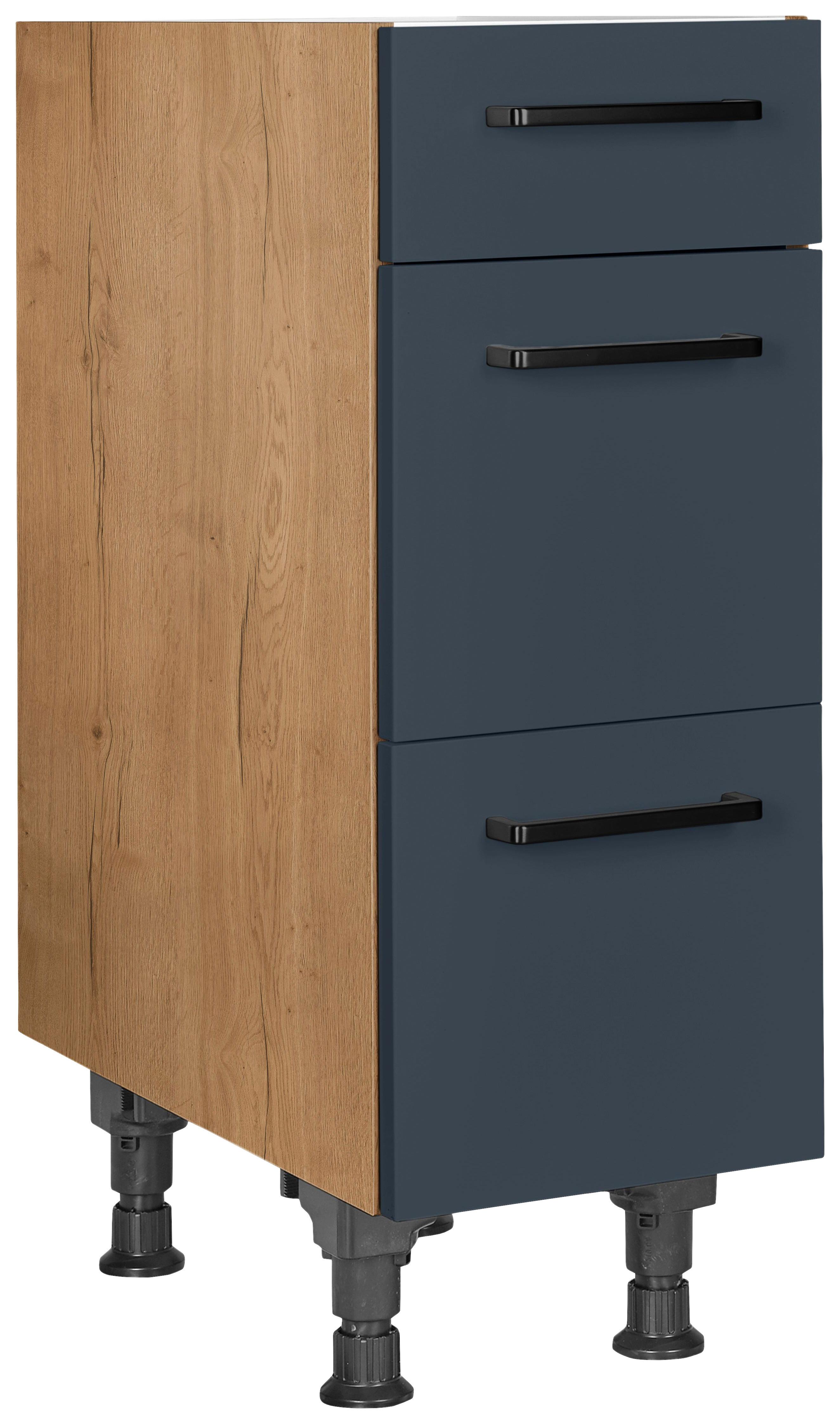 Schubkastenunterschrank Easytouch Blau - Blau/Eichefarben, MODERN, Holzwerkstoff/Metall (30/87/56cm) - Nobilia