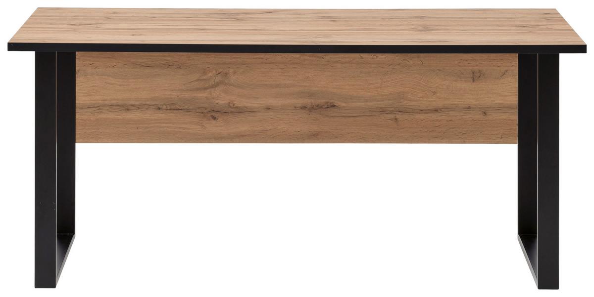 Schreibtisch Serie 2000 ca. 160x75 cm Eiche - Eichefarben/Schwarz, KONVENTIONELL, Holzwerkstoff/Metall (160/75/73,2cm) - MID.YOU