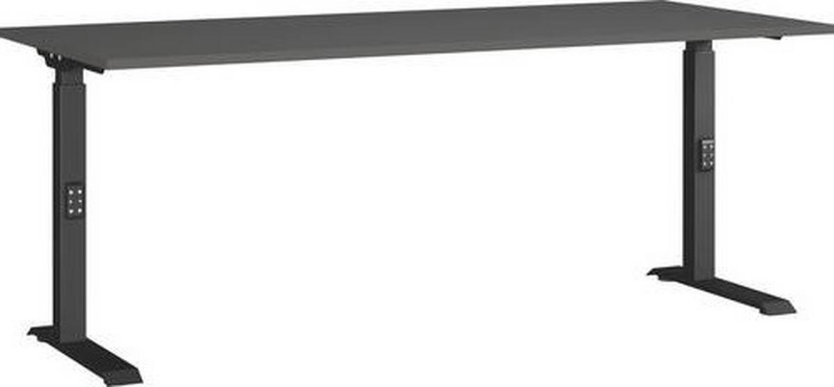 Schreibtisch Ribera in Schwarz/Graphitfarben - Graphitfarben/Schwarz, Modern, Holzwerkstoff/Metall (180/68-91/80cm) - Premium Living