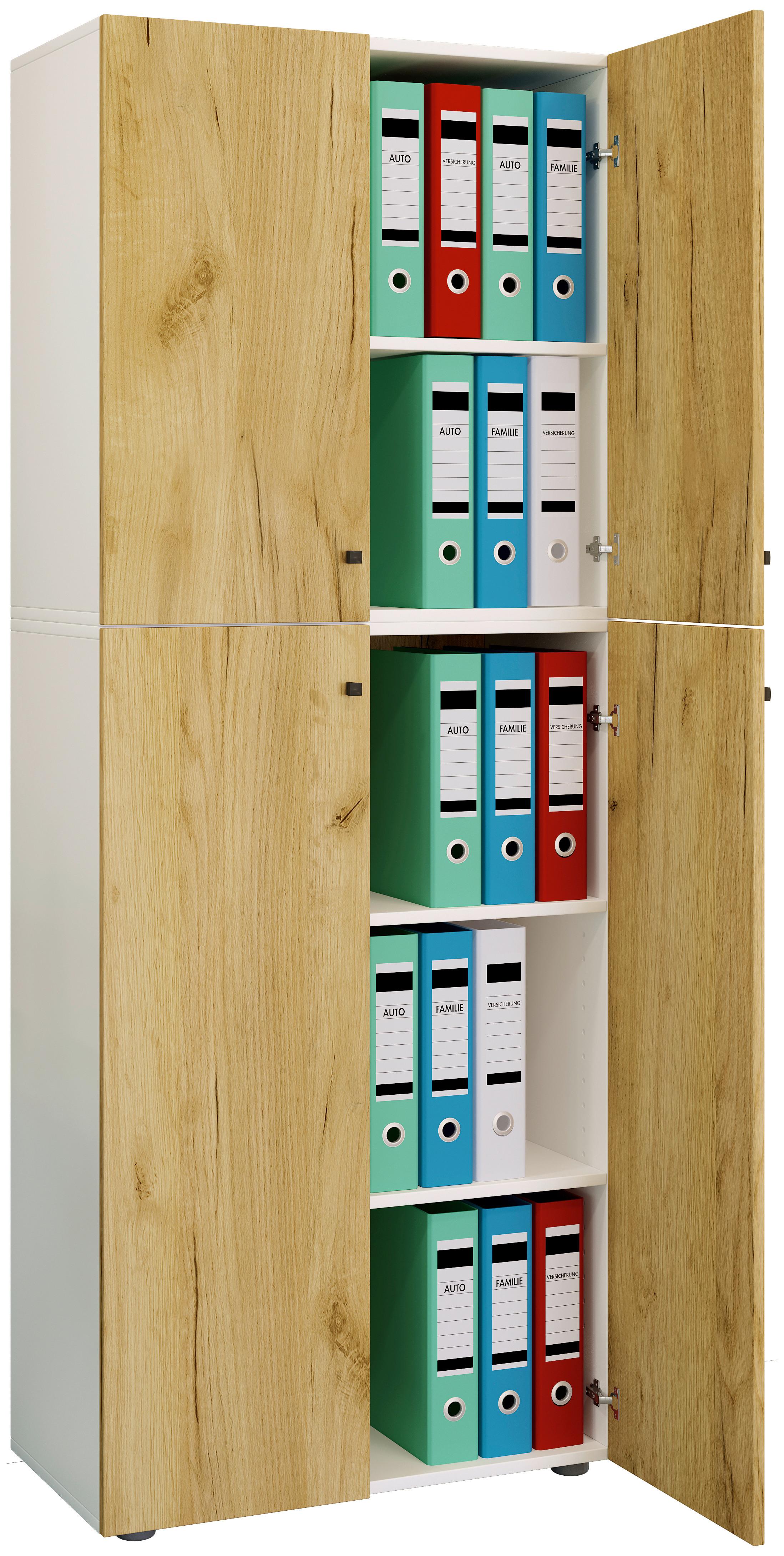 AKTENSCHRANK LONA XXL - Honigeiche/Weiss, Design, Holzwerkstoff (70/183/39cm) - MID.YOU