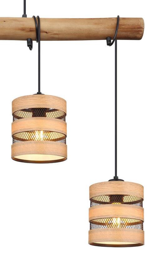Viseča Svetilka 15650-4h - črna/temno rjava, Design, kovina/umetna masa (85/15/120cm) - Globo