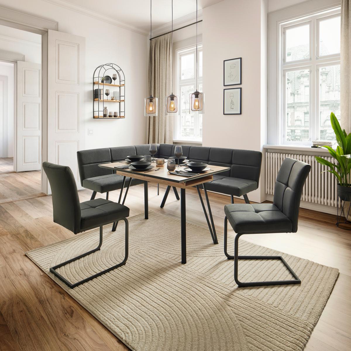 Scaun cantilever COOPER - negru/gri, Modern, metal/textil (45/93/60cm) - Mömax