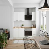 Küchenblock Touch High m. Geräten Weiß - Edelstahlfarben/Eichefarben, MODERN, Holzwerkstoff/Metall (180cm) - Nobilia