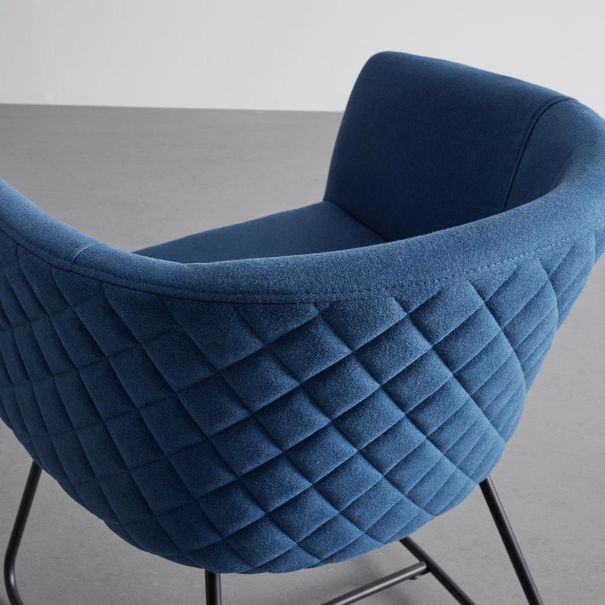 Armlehnstuhl Iva Blau Webstoff Gepolstert - Blau/Schwarz, MODERN, Textil/Metall (55/76/57cm) - Bessagi Home