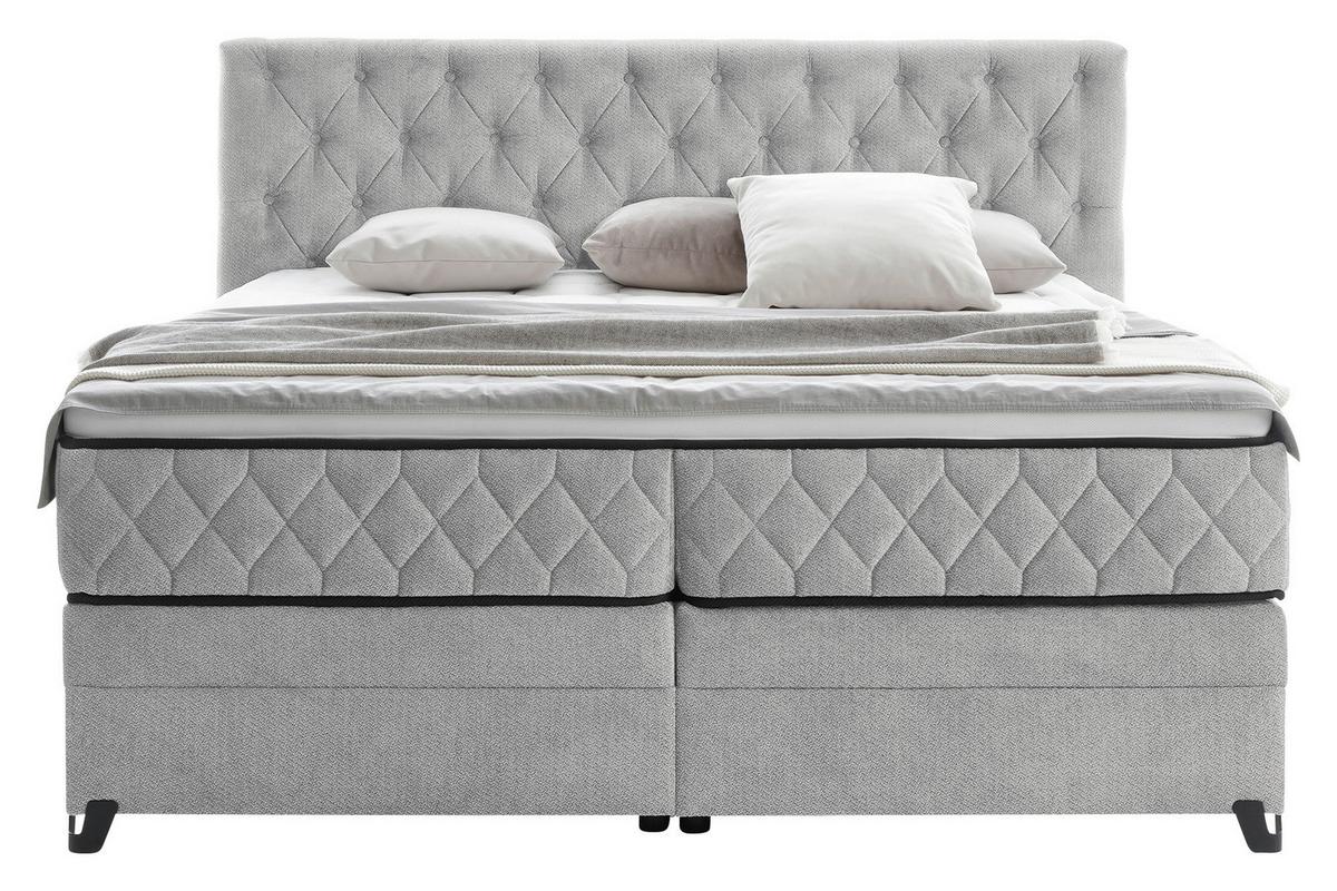 Boxspring Krevet Carmen - srebrne boje/tirkizna, Konvencionalno, drvni materijal/drvo (160/200cm) - Modern Living