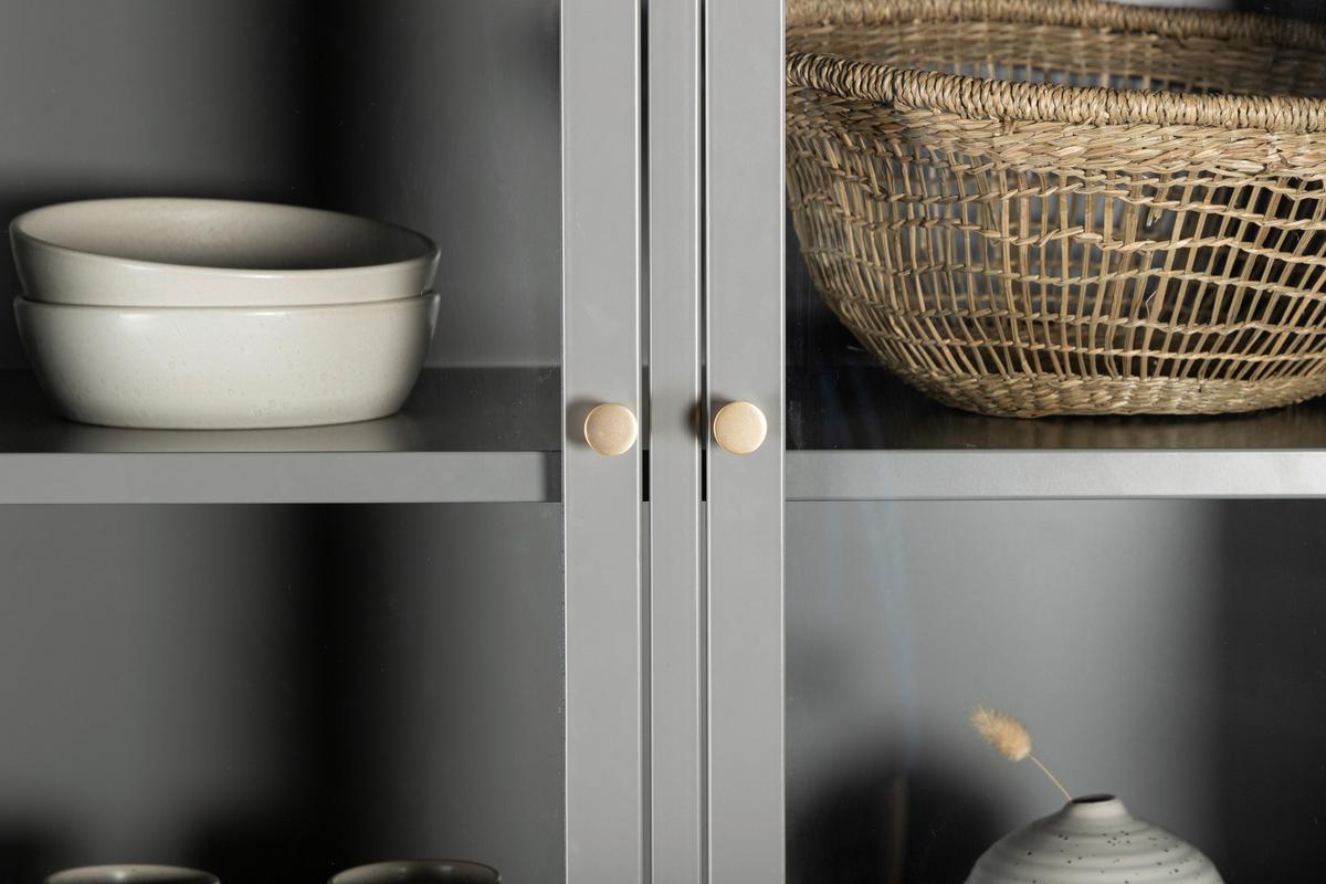 VITRINE BAKAL - Hellgrau, Design, Glas/Metall (80/190/41cm) - Livetastic
