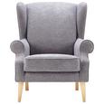 Ohrensessel in Grau - Hellgrau/Naturfarben, Textil (82/95/48/85cm) - MÖMAX modern living