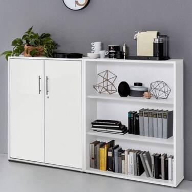 Aktenschrank Office Edition Sw Set 1 niedrig Weiß - Weiß, MODERN, Holzwerkstoff (168,8/113,6/33cm) - MID.YOU