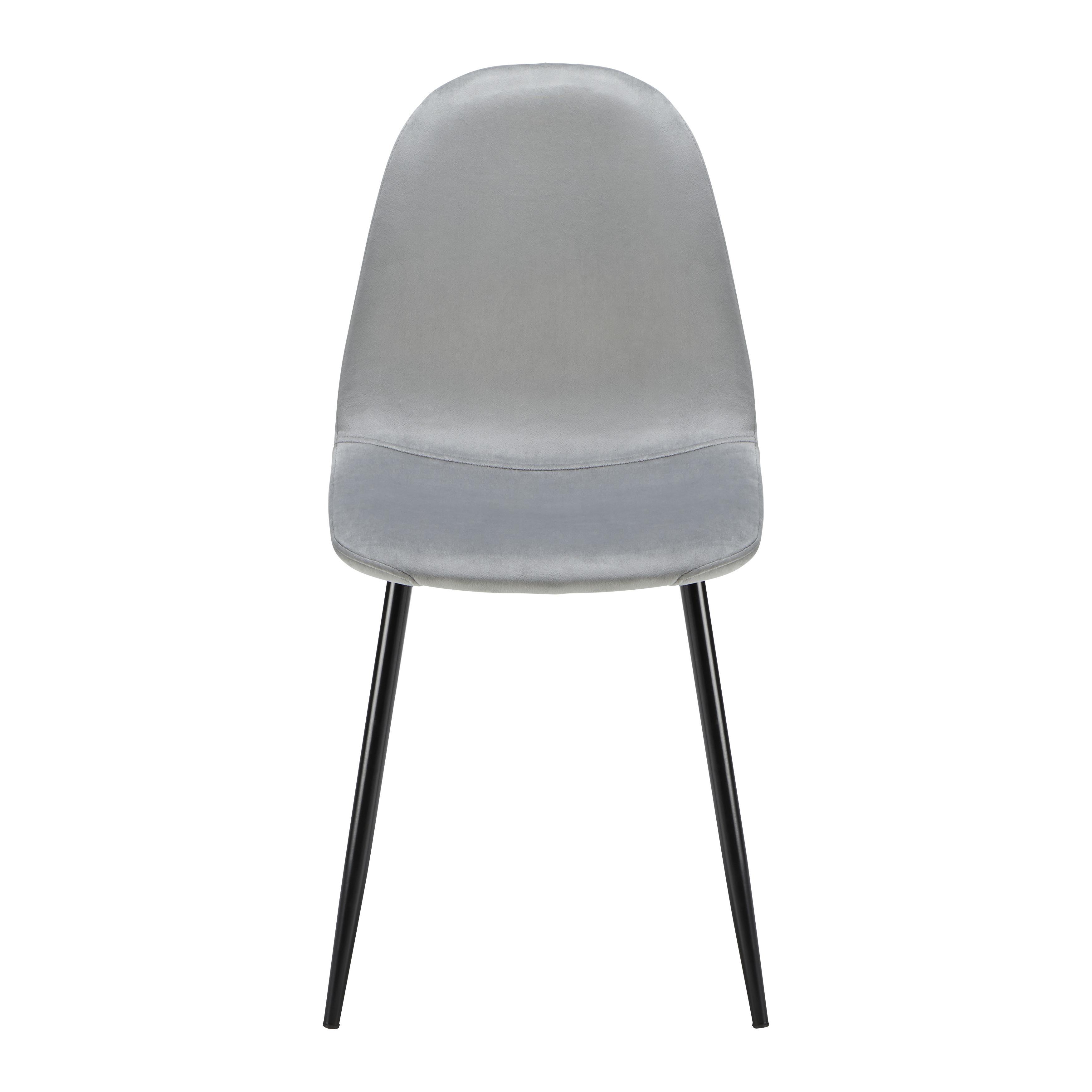 Stuhl "Lio", Samt grau, Gepolstert - Hellgrau/Schwarz, MODERN, Holz/Textil (43/86/55cm) - Bessagi Home