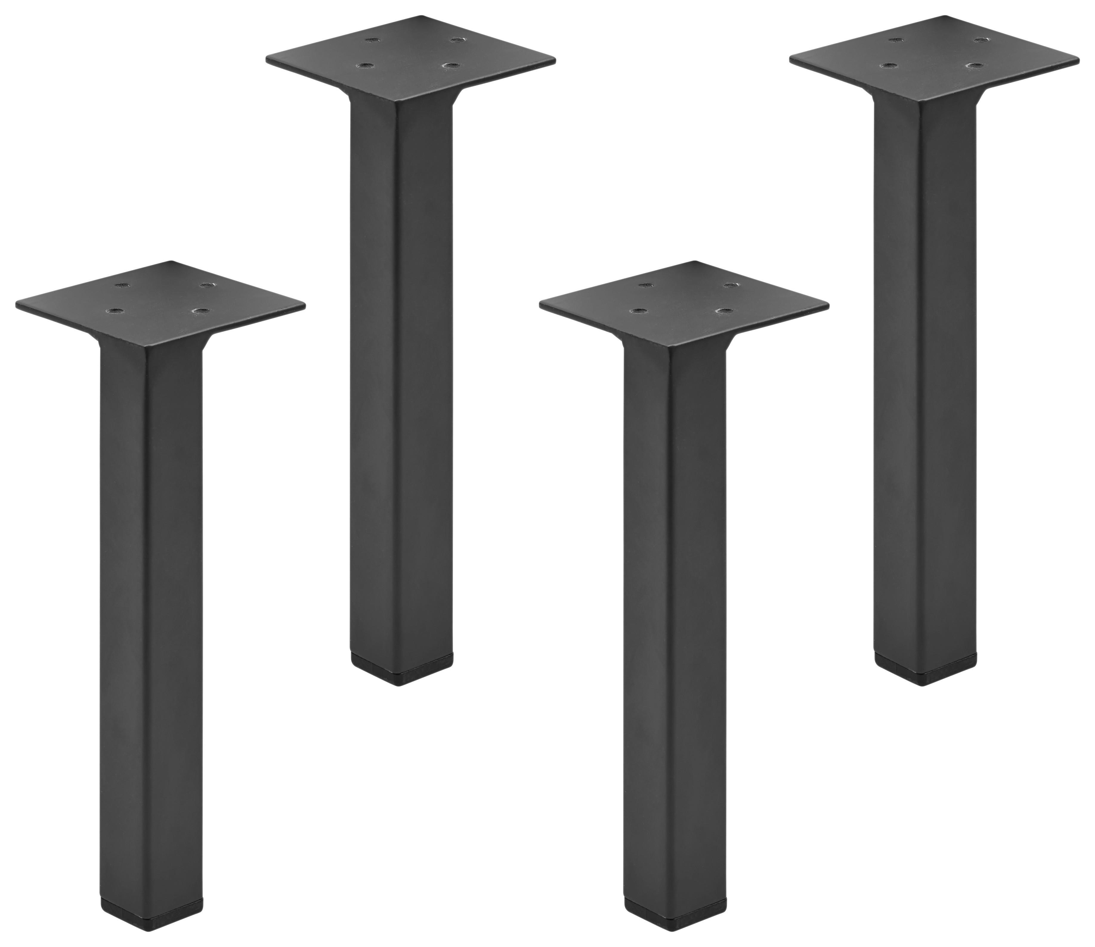 Fußset in Grau/Schwarz, 4-teilig - Schwarz/Grau, MODERN (11/15/11cm) - Based