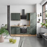 Küchenblock Easytouch High m. Geräten Dunkelgrün - Dunkelgrün/Eichefarben, MODERN, Holzwerkstoff/Metall (240cm) - Nobilia
