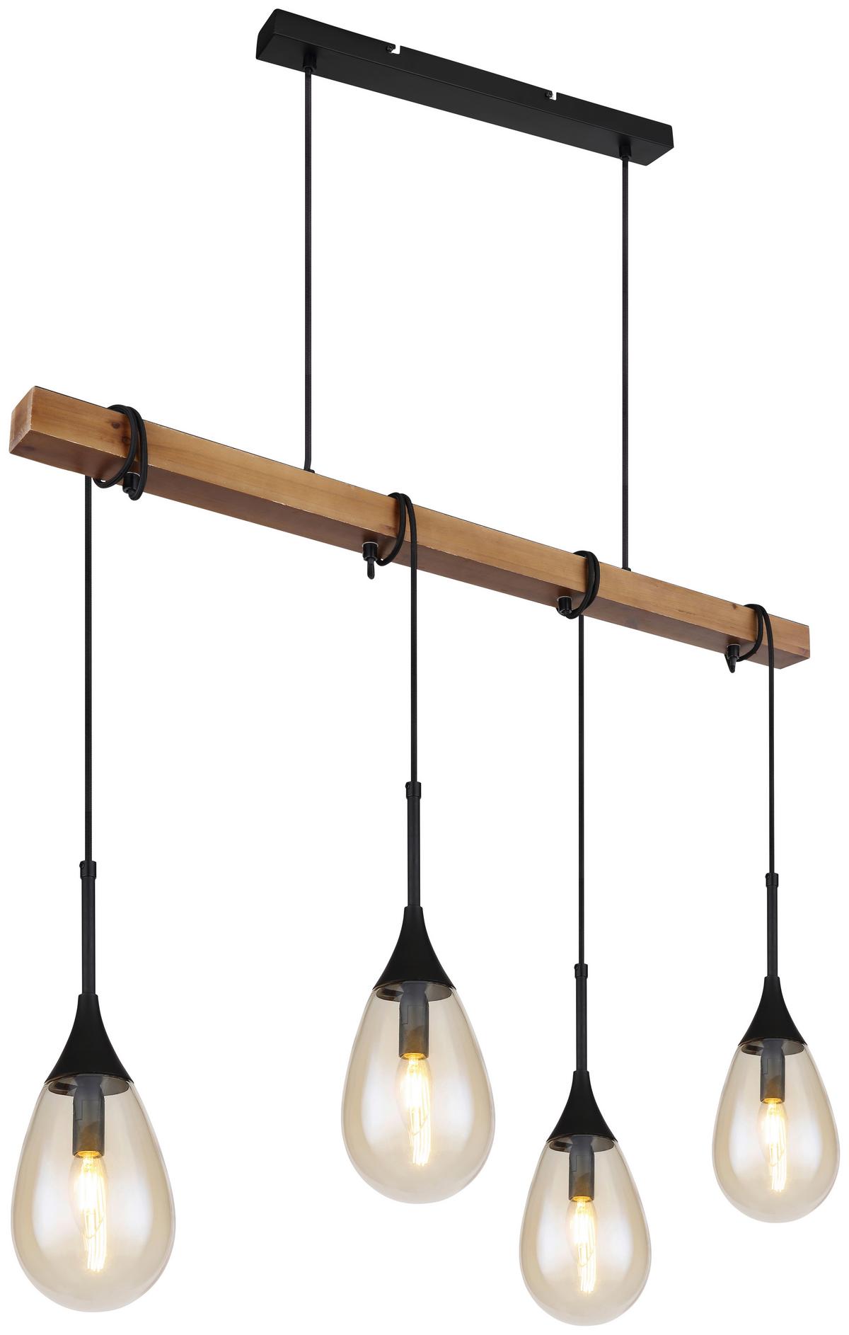 LAMPA WISZĄCA PÄRON - czarny/brązowy, Natur, metal/drewno (92/12/120cm) - Globo