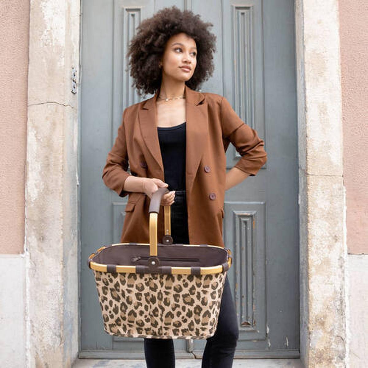 KOSZYK NA ZAKUPY BK6047 - czarny/brązowy, Basics, tworzywo sztuczne/tkanina (49/29/28cm) - Reisenthel