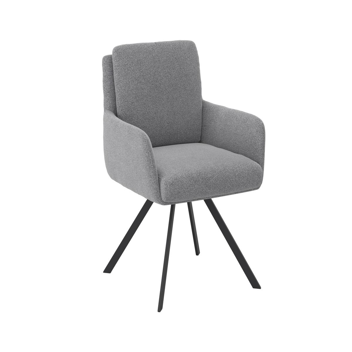 Armlehnstuhl Marie Grau Webstoff Drehbar Gepolstert - Schwarz/Grau, MODERN, Holz/Textil (60/95,5/65cm) - Bessagi Home
