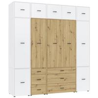 Kleiderschrank Kivo Eiche Artisan/Weiß - Schwarz/Weiß, Basics, Holzwerkstoff/Kunststoff (225/239,4/52,1cm) - Based