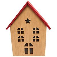 Dekohaus Woody Naturfarben/Rot - Rot/Naturfarben, KONVENTIONELL, Holzwerkstoff (12,5/16,5/6cm) - Mömax