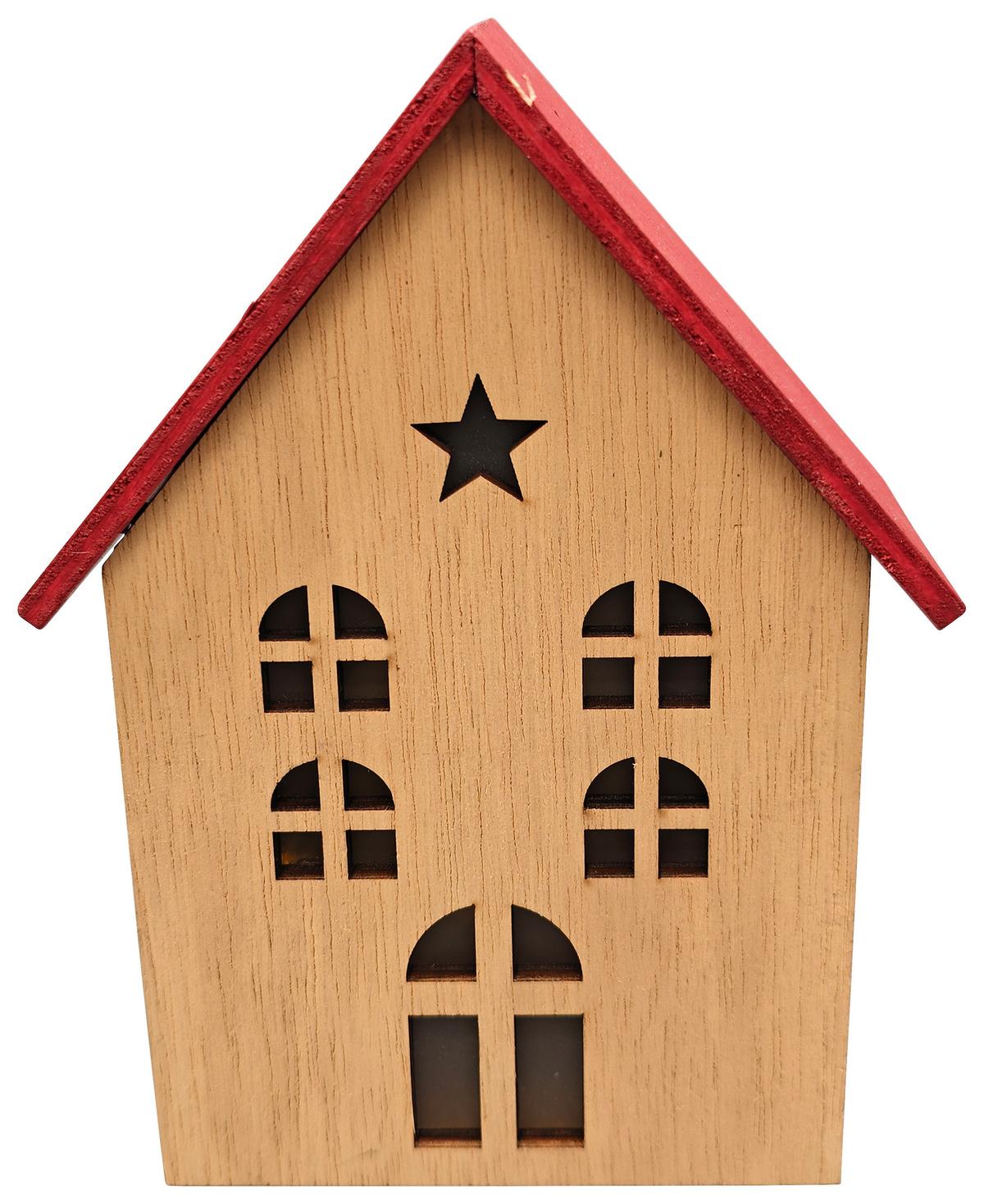 Dekohaus Woody Naturfarben/Rot - Rot/Naturfarben, KONVENTIONELL, Holzwerkstoff (12,5/16,5/6cm) - Mömax