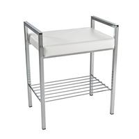 STOŁEK KĄPIELOWY VIOLETTA - biały/kolor chromowy, Basics, metal/tkanina (50/60/36cm)