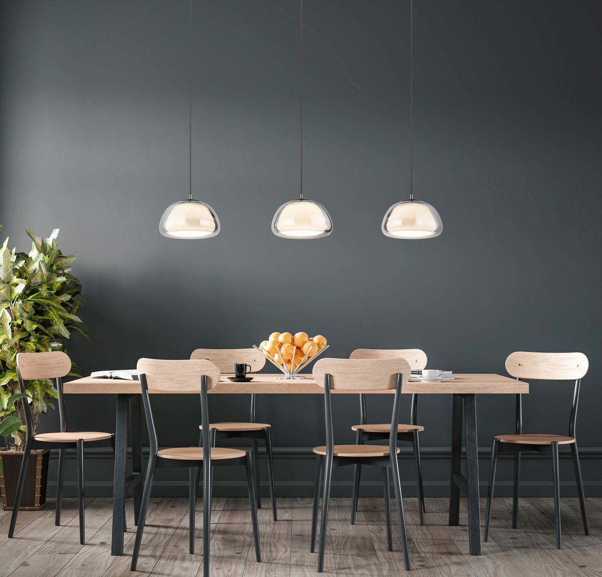 Led Viseća Svjetiljka Avila - bijela/siva, Design, staklo/metal (117/25/120cm) - Globo