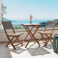 Set Za Balkon Effie, Siva, 3-Delno - barve akacije, Moderno, umetna masa/les (60/76/60cm) - Bessagi Garden