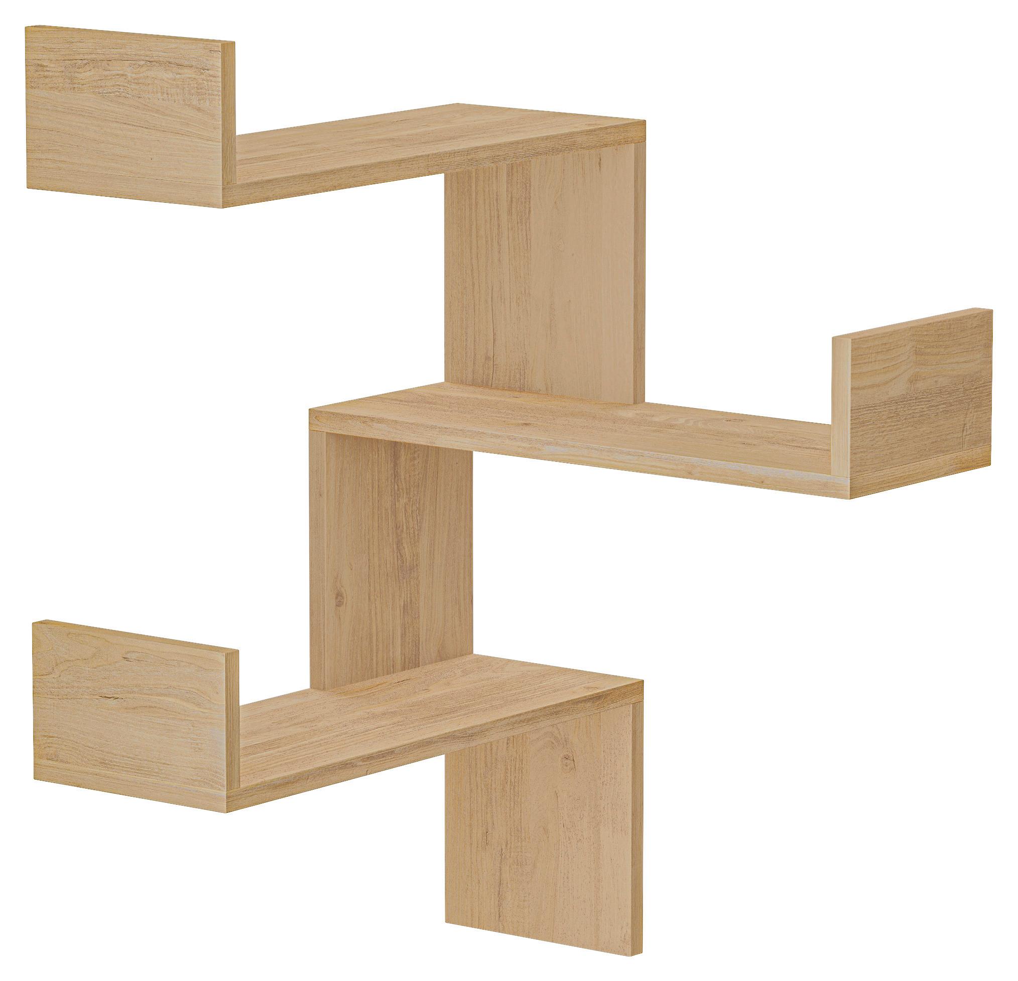 Stenski Regal Luksa - barve hrasta, Design, leseni material (60/90/22cm) - Livetastic
