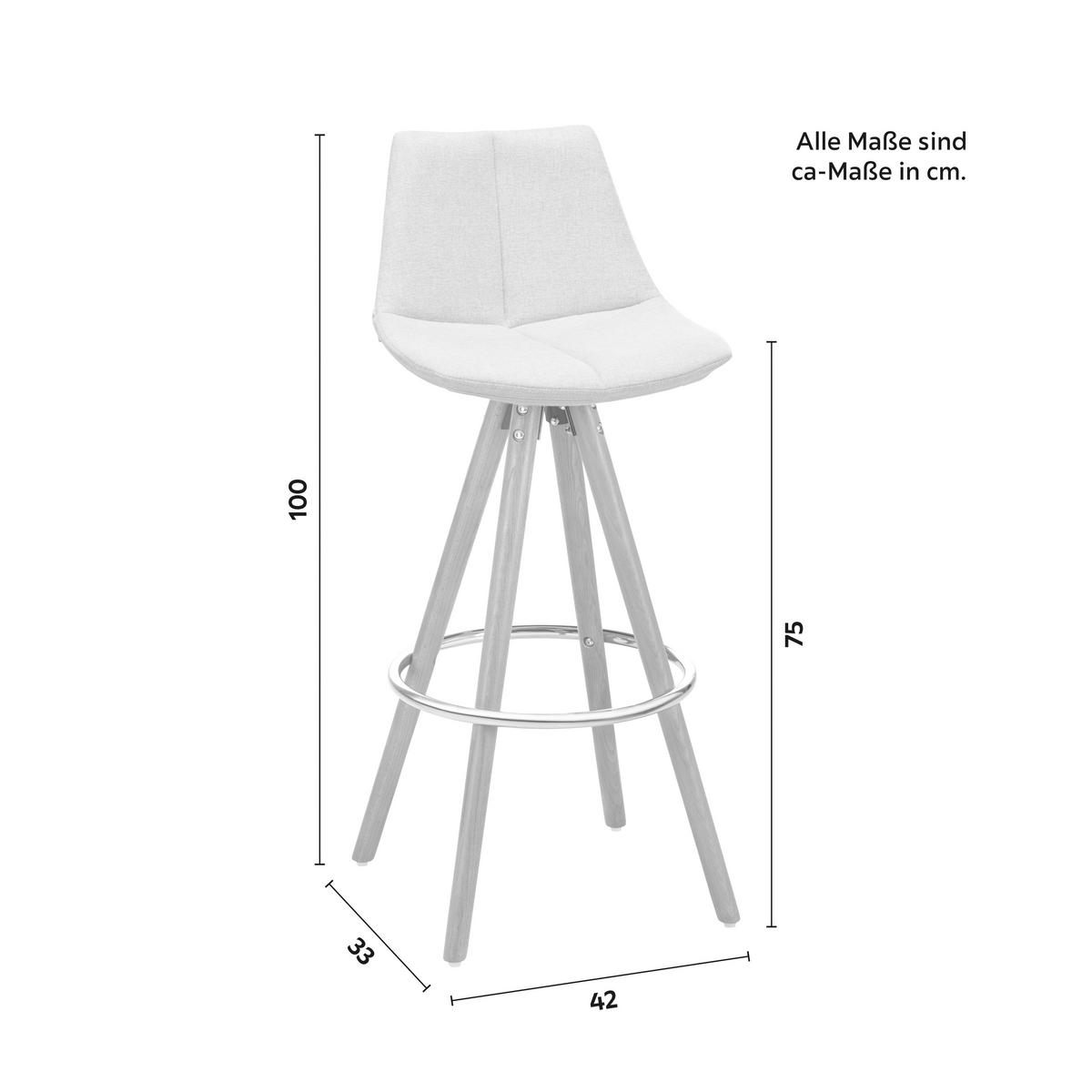 STOŁEK BAROWY NELO - kolor bukowy/jasnoszary, Modern, metal/drewno (42/100/33cm) - Bessagi Home