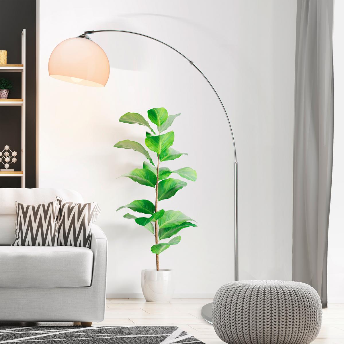 Bogenleuchte Vessa Weiß/Chromfarben max. 60 Watt - Chromfarben/Weiß, KONVENTIONELL, Kunststoff/Metall (166/30/122cm) - Brilliant