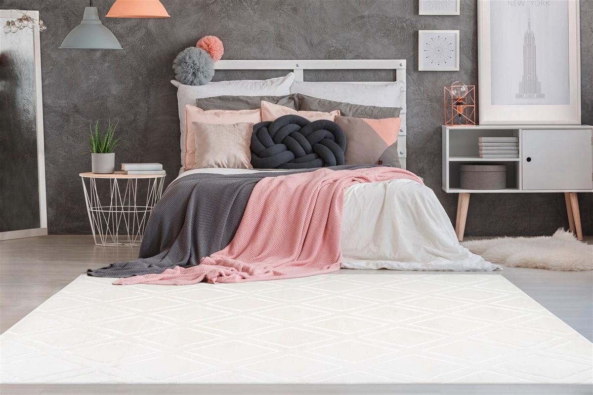 Flachwebeteppich Monroe 300 Weiss - Weiss, Konventionell, Textil (80/150cm) - Kayoom