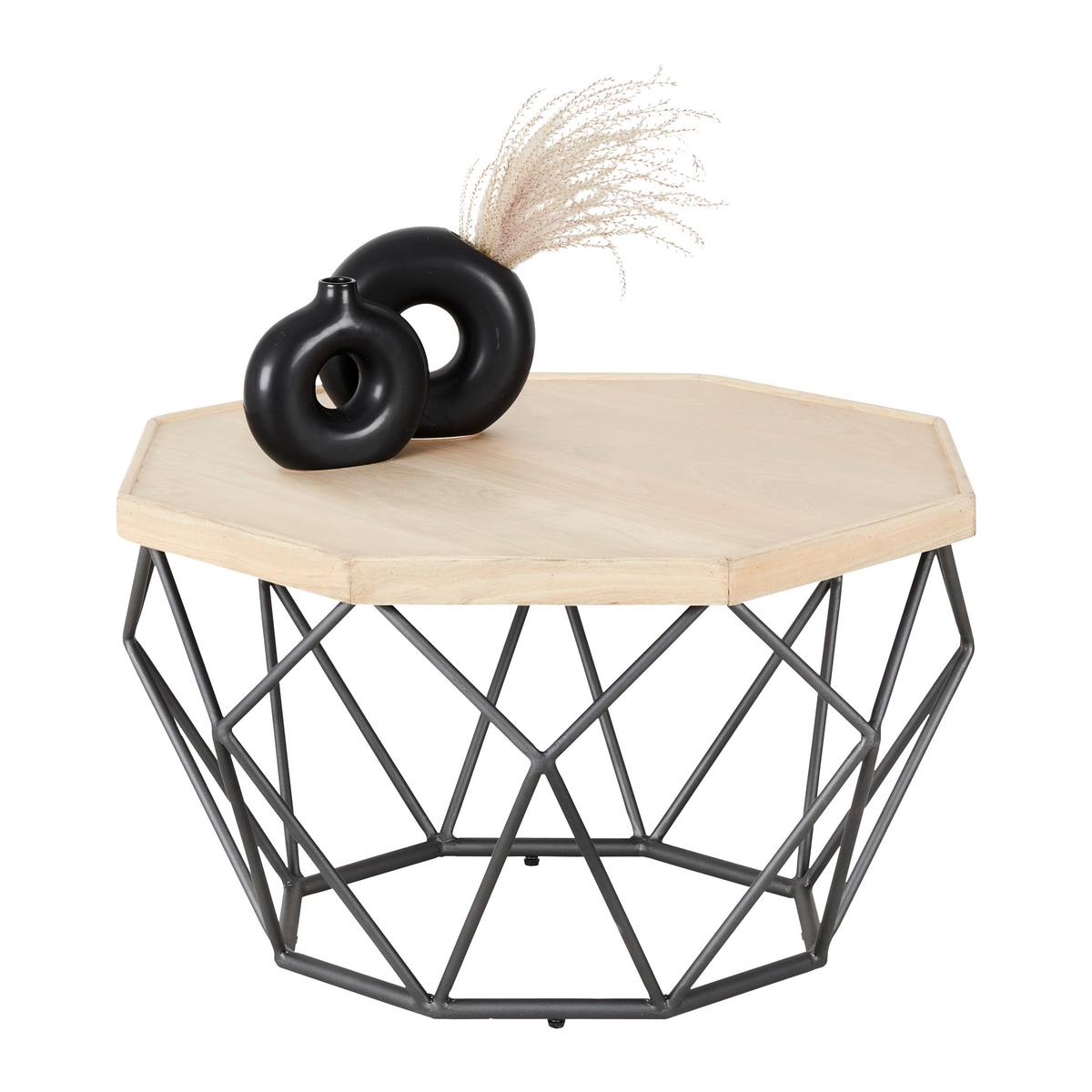 Couchtisch Across in Naturfarben/Schwarz - Schwarz/Naturfarben, Natur, Holz/Metall (75/75/42cm) - Zandiara