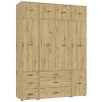 Kleiderschrank Kivo Eiche Artisan - Schwarz/Eiche Artisan, Basics, Holzwerkstoff/Kunststoff (180/239,40/52,1cm) - Based