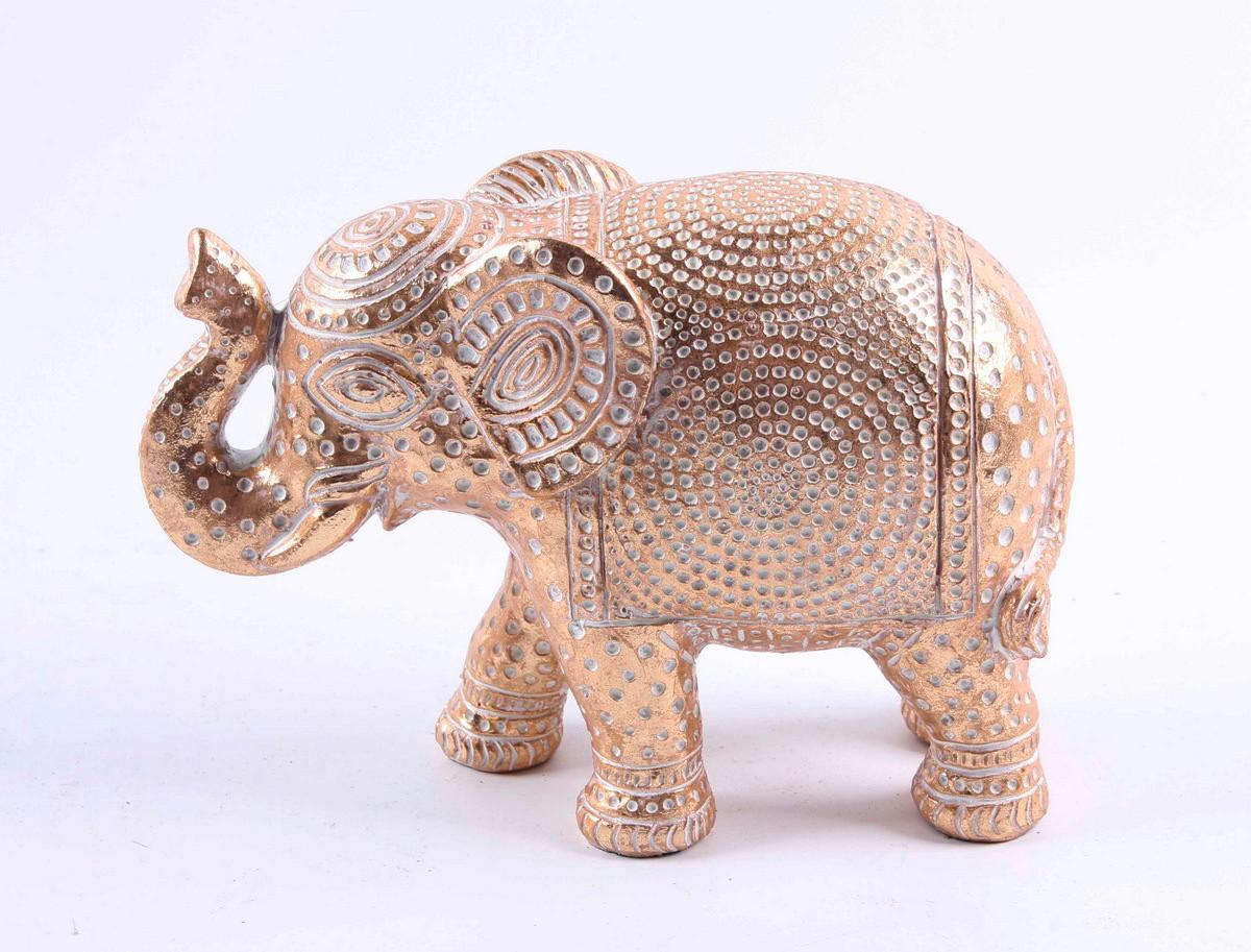 Dekor Elefánt Lucky - M - arany, Design, műanyag (16,5/7/11,5cm)