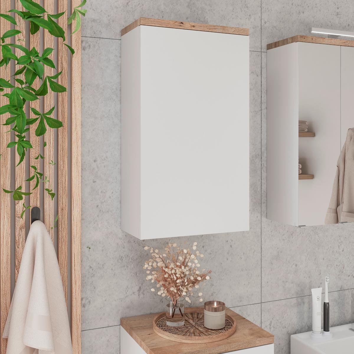Viseča Omara Marbella, Bela, Hrast - bela, Moderno, leseni material (40/70/20cm) - Mömax