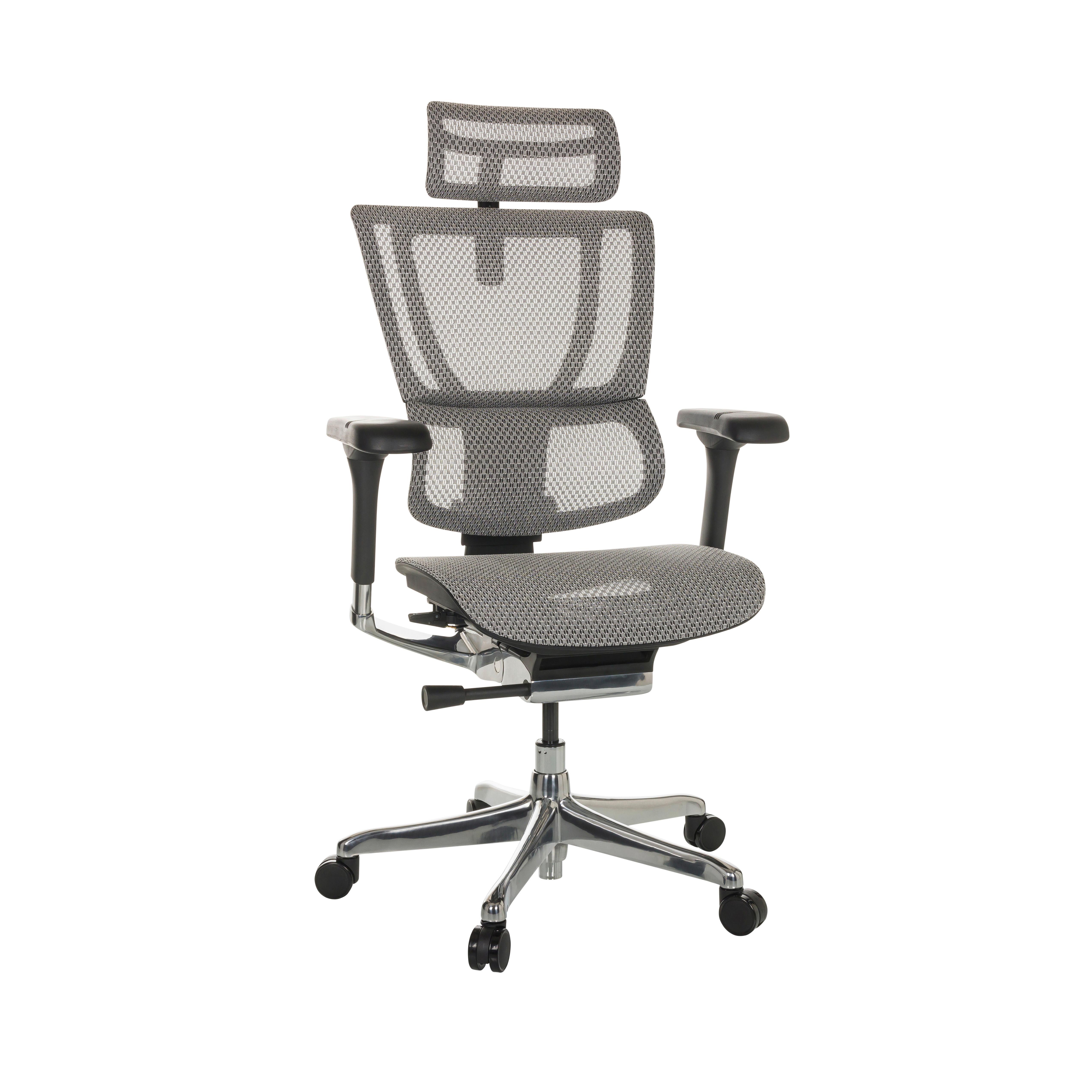 Drehstuhl Ergohuman Slim Hellgrau ca. 69x116-138x66cm - Silberfarben/Hellgrau, Basics, Kunststoff/Textil (69/116-138/66cm) - MID.YOU