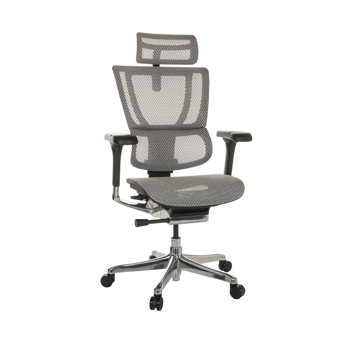 Drehstuhl Ergohuman Slim Hellgrau ca. 69x116-138x66cm - Silberfarben/Hellgrau, Basics, Kunststoff/Textil (69/116-138/66cm) - MID.YOU