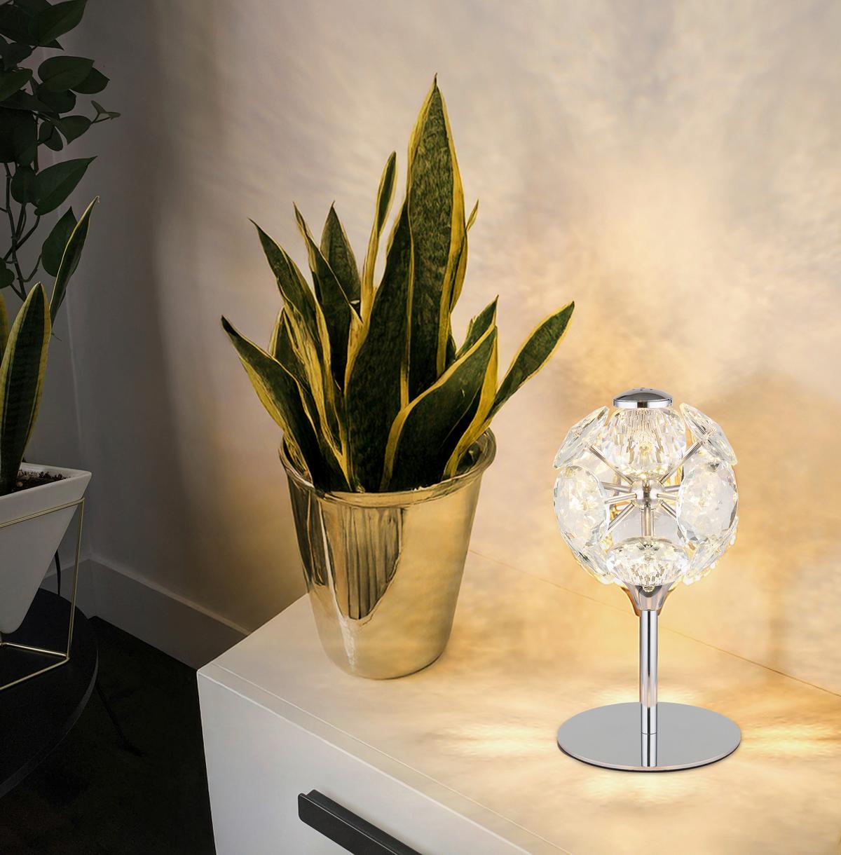 Led Stolna Svjetiljka Virina - prozirno/boje kroma, Konvencionalno, staklo/metal (15/26,5cm) - Globo