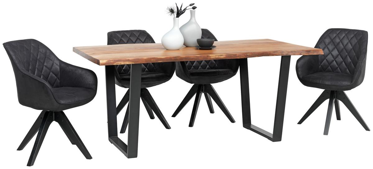 KRZESŁO Z PODŁOKIETNIKAMI COOL - czarny/ciemnoszary, Lifestyle, drewno/tkanina (60/83/65cm) - Landscape