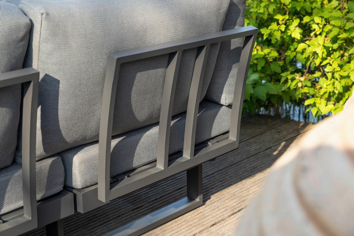 Loungegarnitur 3-tlg. Samara Holz/Metall/Textil mit Kissen - Anthrazit/Grau, Basics, Holz/Textil (253/70/175cm) - Gardenson