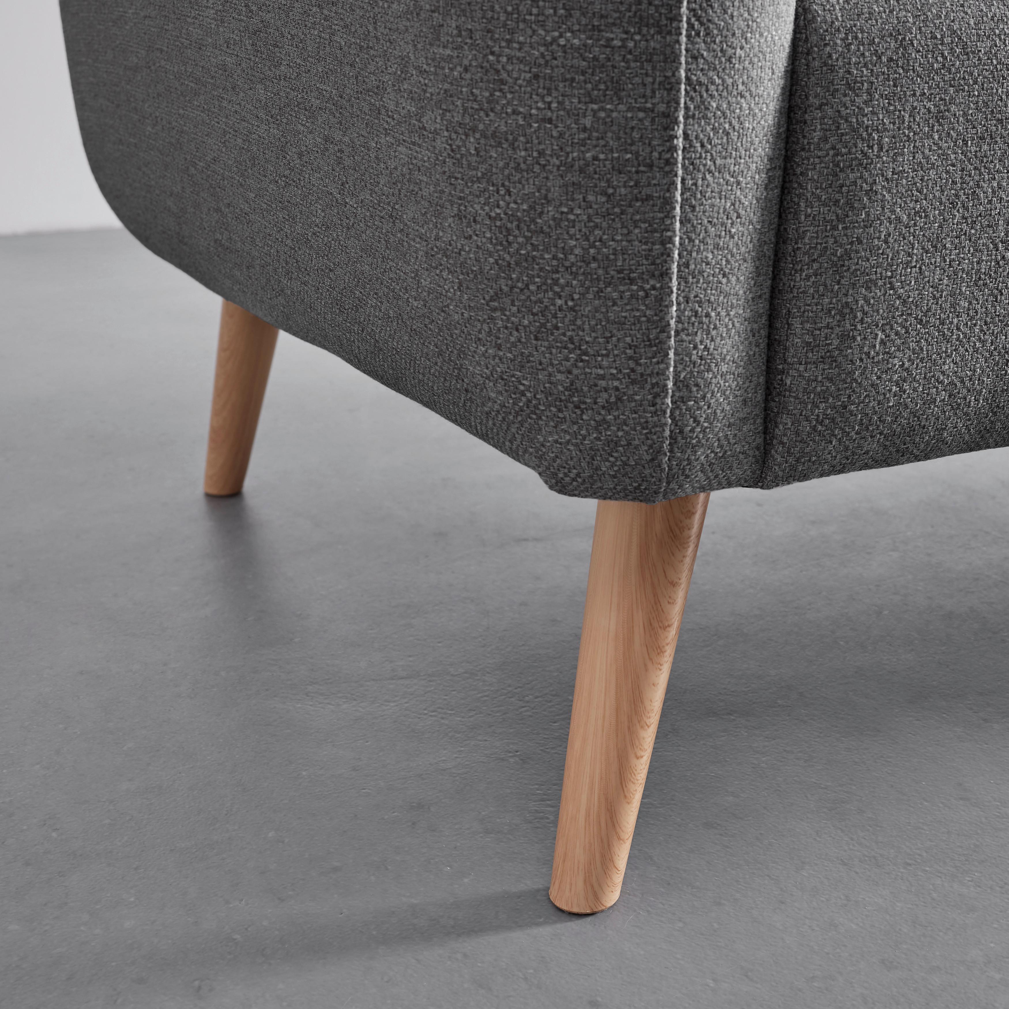 RELAXFÅTÖLJ PIA - mörkgrå/naturfärgad, Modern, trä/textil (86/76/75cm) - Bessagi Home