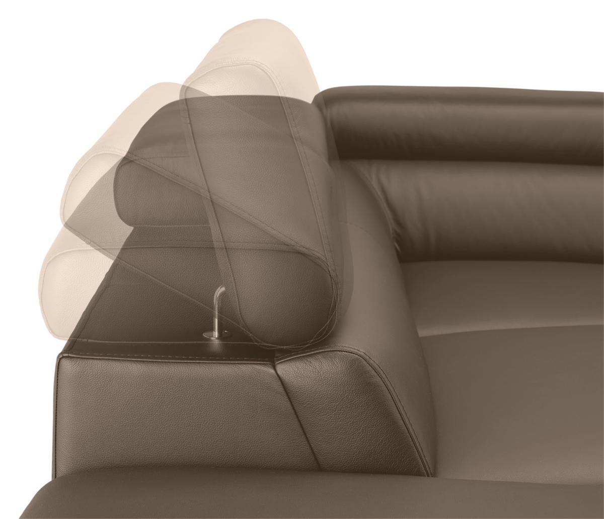 Wohnlandschaft Carmen links Haselnussfarben - Haselnussfarben/Schwarz, MODERN, Leder/Holz (292/72/226cm) - Premium Living