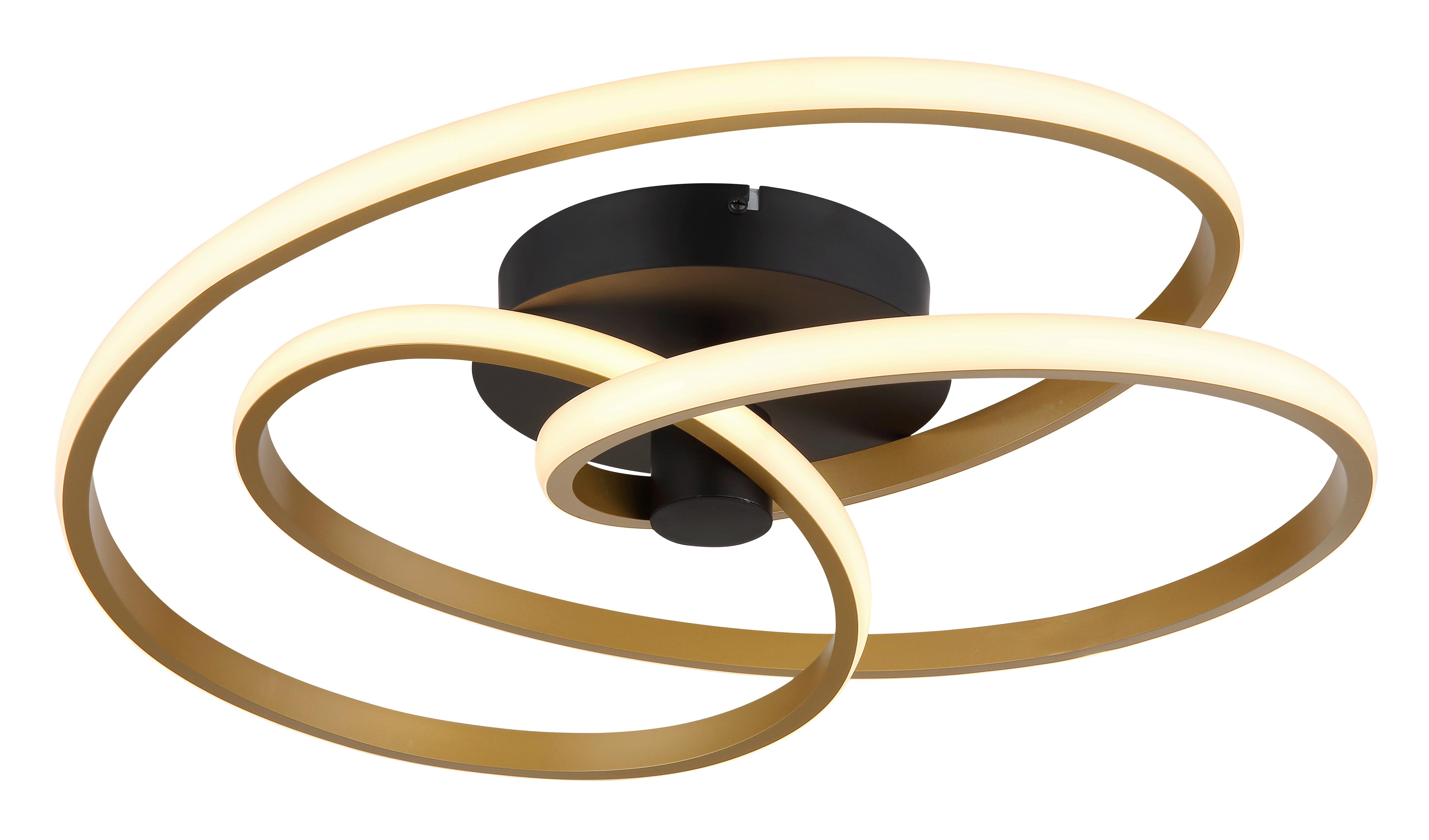 LED-Deckenleuchte Glyxar Schwarz/Goldfarben max. 40Watt - Goldfarben/Opal, Design, Kunststoff/Metall (50/16cm) - Globo