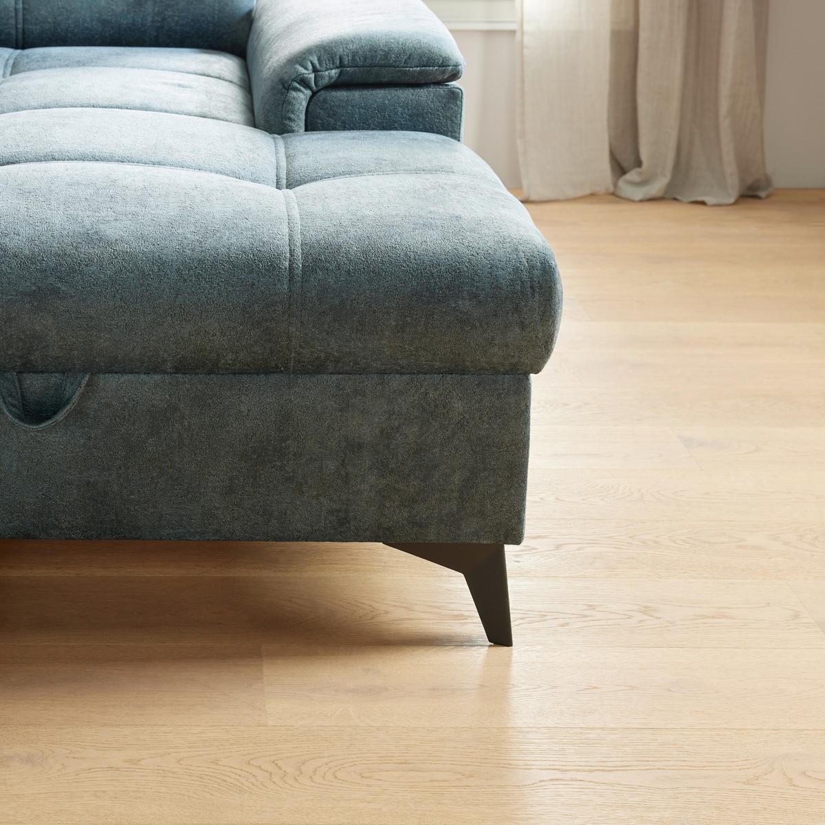 Kutna Garnitura Sierra - plavkastosiva/crna, Moderno, tekstil/metal (181/364/230cm) - Modern Living