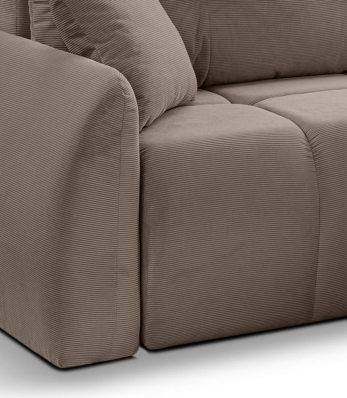 Ecksofa Sancho Long Beigebraun - Beigebraun/Schwarz, Basics, Holz/Kunststoff (255/155cm) - MID.YOU