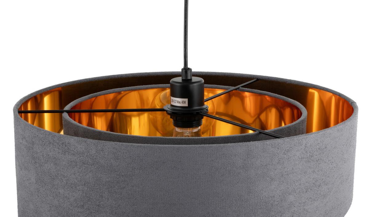 LAMPA WISZĄCA PAULA - kolor złoty/szary, Trend, metal/tkanina (45/130cm) - Novel