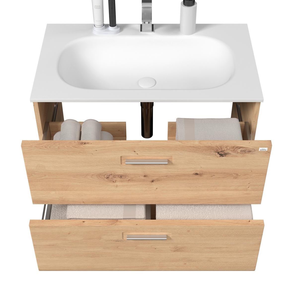 Bază pentru lavoar Avensis - culoare lemn stejar, Modern, material pe bază de lemn (75/53/45cm) - Luca Bessoni